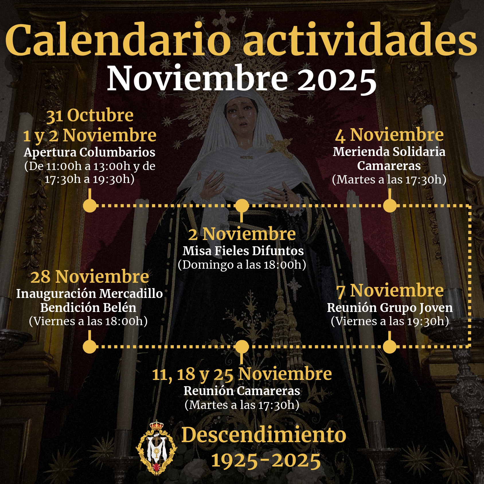 CULTOS Y ACTIVIDADES NOVIEMBRE 25