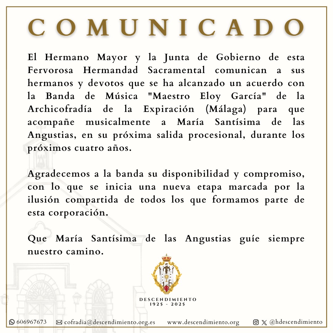 NUEVO ACOMPAÑAMIENTO MUSICAL PARA Mª STMA. DE LAS ANGUSTIAS