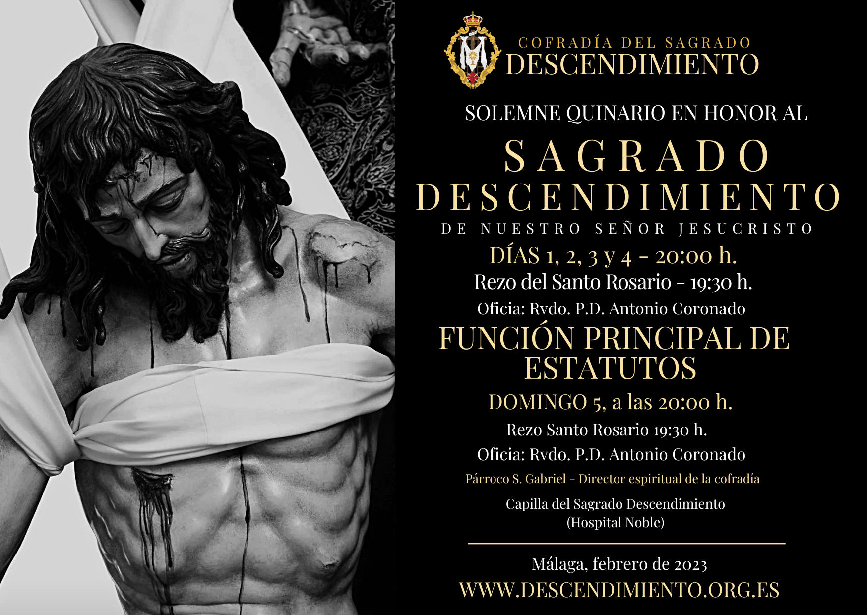 Solemne Quinario en Honor al Sagrado Descendimiento de Nuestro Señor Jesucristo