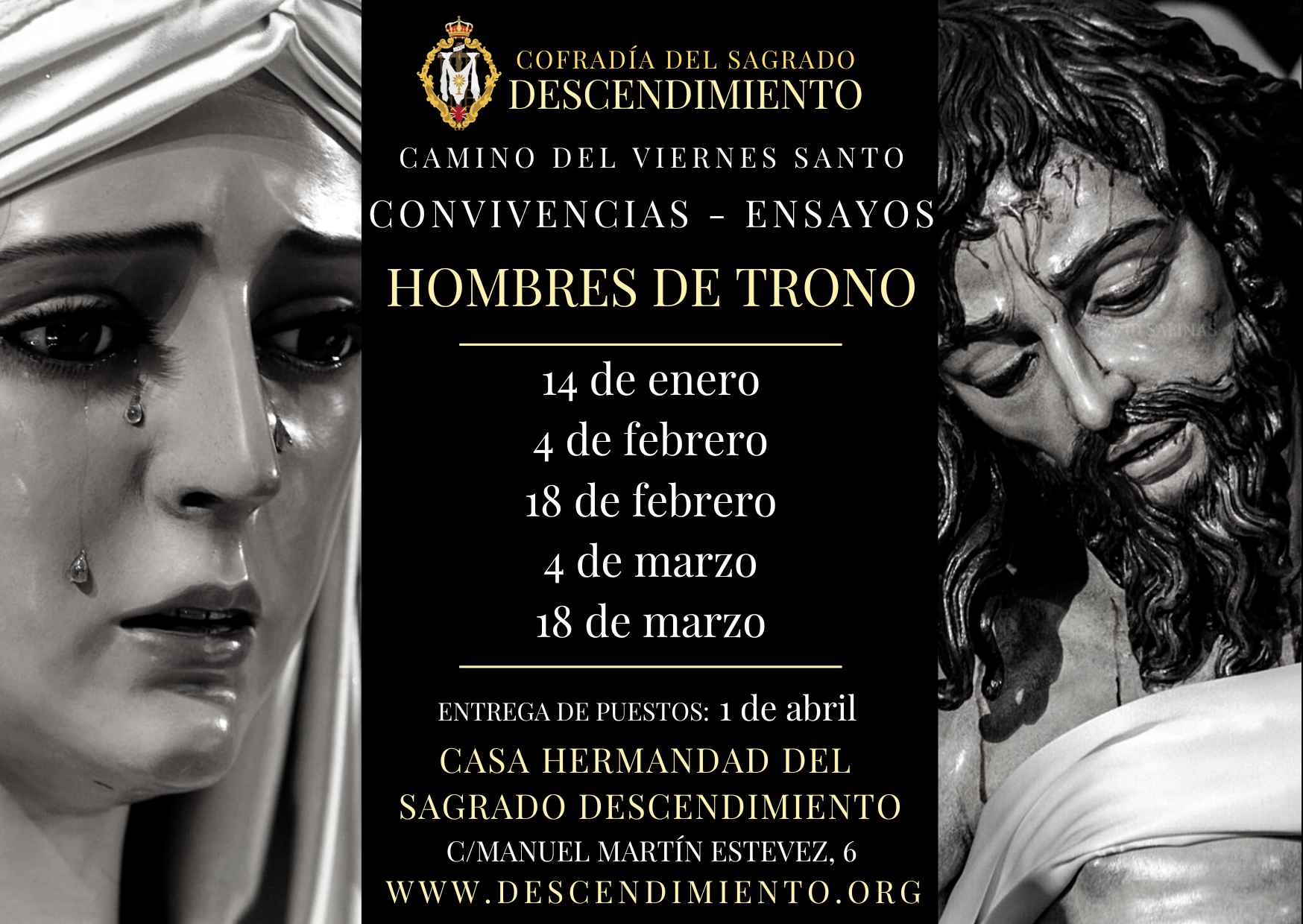 Calendario de ensayos de hombres de trono 2023